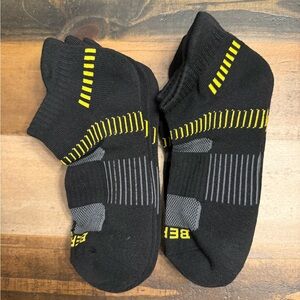 BERING Women's Striped Ankle Socks Black Gray Yellow Low Cut 6 Pairs